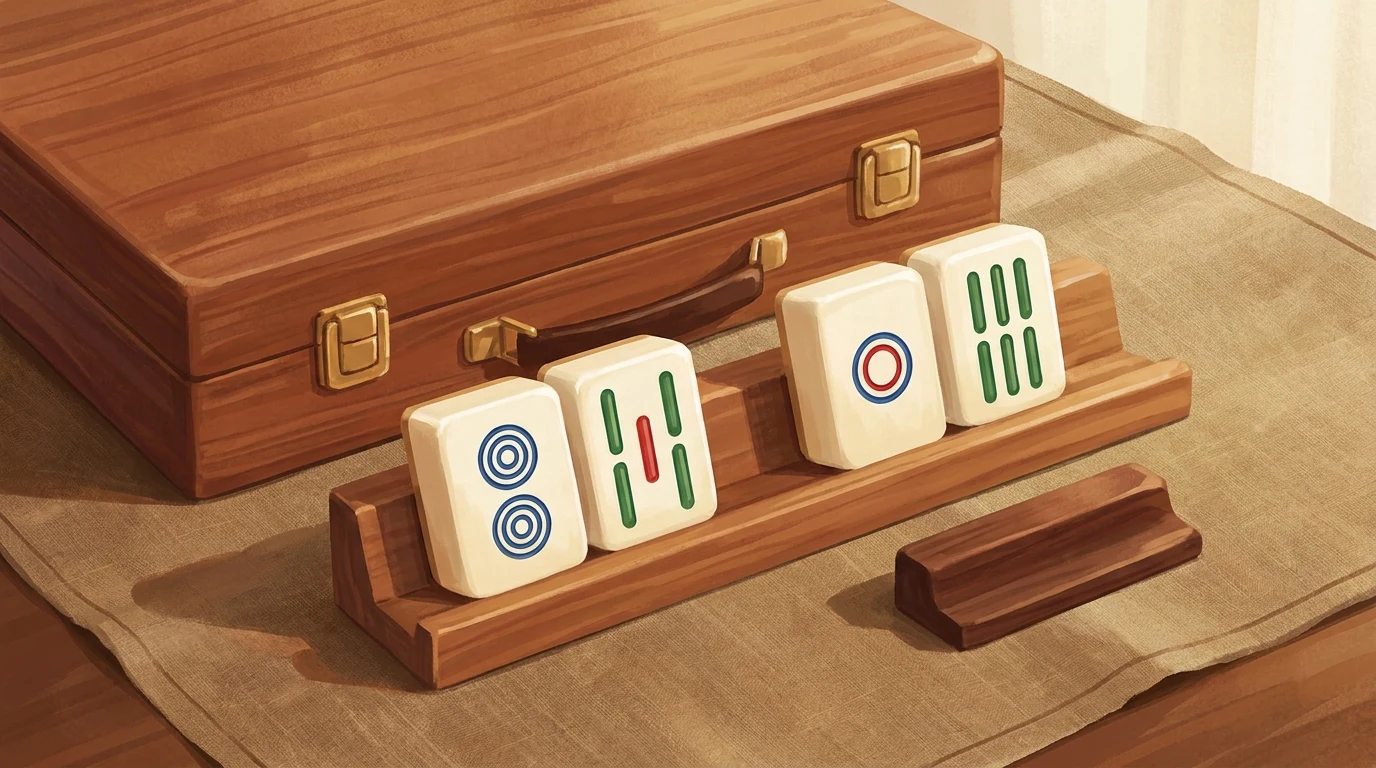 Illustration: hand-painted acrylic mahjong tiles fanned out on a linen surface.